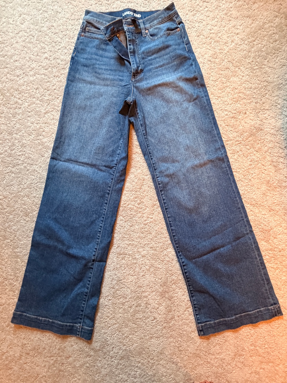 Lands' End Women's Wide-Leg Jeans in Deep Blue